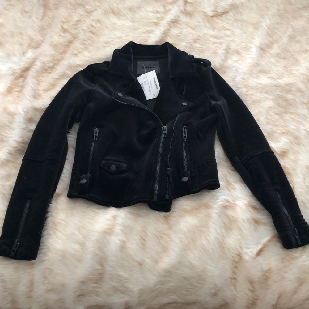 NWT black velvet Moto jacket